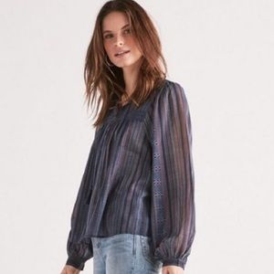 NWT Lucky Brand Women’s Border Print Peasant Top